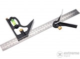 Extol Premium asztalos kombinált derékszög/vízmérték/vonalzó, többfunkciós, 300 mm, ALU/Inox, mm beosztás, 0°-45°-90° be