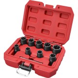 Extol Premium csavarkiszedő klt. TWIST; 3/8" befogás, 9db fej: 10, 11, 12, 13, 14, 15, 16, 17, 19mm, 1 db kiütőrúd, CrMo, műanyag kof.