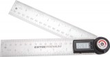 EXTOL PREMIUM digitális szögmérő-vonalzó, szög- és hosszmérésre, 0-360°, pontosság: ±0,3°, 2×200 mm, Alu szár mm és coll beosztá