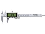 EXTOL PREMIUM digitális tolómérő; 0,01×150mm, mélységmérővel, rozsdamentes acél, pontosság ±0,02 mm, IP54