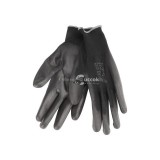 EXTOL PREMIUM Kötött kesztyű fekete poliészter, méret: 9' poliuretánba mártott teny. és ujjhegy., gumírozott mandzsetta