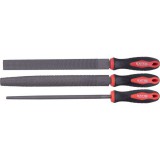 Extol Premium ráspoly klt. 3 db (lapos, félkerek, kerek) 250mm,C45 acél, vágat 2, finom, TPR gumis műanyag nyél