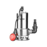 EXTOL PREMIUM szennyvíz búvárszivattyú, úszókapcsolóval, 1100W, INOX ház, szállító teljesítmény: 15 m3/h, max. száll. 9,5m (8895016)