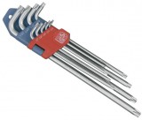 EXTOL PREMIUM torx kulcs klt. 9db, extra hosszú; T10-T50, hosszú szár: tömör, rövid szár: lyukas, CV., 90-225mm