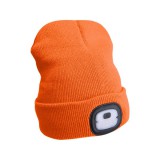 Extol sapka, neon-narancs, kötött, kivehető LED homloklámpával, 4×25 Lumen; USB tölthető Li-ion akku, 3funkció (100%-75%-50%)