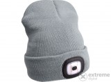 Extol sapka, szürke, kötött, kivehető LED homloklámpával, 4×45 Lumen; USB tölthető Li-ion akku, 3funkció