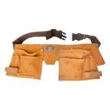 Extol szerszámtartó öv, sok zsebes, hasított bőr ; műanyag csattal