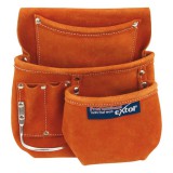 Extol szerszámtáska ácsoknak, bőr, övre fűzhető; 6 zsebbel