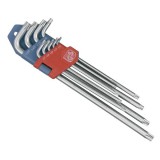 Extol torx kulcs klt. 9db, extra hosszú; T10-T50, hosszú szár: tömör, rövid szár: lyukas, CV., 90-225mm