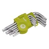 Extol TORX kulcs klt., rövid, Cr40, TÜV/GS; 9db, T10-T50, egyik vége lyukas