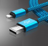 Extra strapabíró 1 méteres Lightning Iphone gyorstöltő és USB adatkábel - Kék