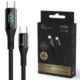 ExtraLink CABESL04 Smart Life USB Type-C apa - USB Type-C apa Adat és töltő kábel - Fekete (2m) (CABESL04)