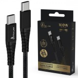 Extralink Smart Life Braided 100W USB Type-C to Type-C 2m Black | USB Type C Cable | 480 Mbps, 20V 5A