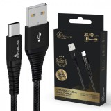 Extralink Smart Life Braided 15W USB Type-A to Type-C 2m Black | USB Cable | 6.5V 3A