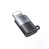 Ezone OTG átalakitó adapter, USB-C->Lightning, fülhallgatóval és mikrofonnal alkamazható, ezüst-fekete