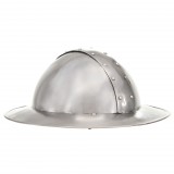 Ezüstszínű antik középkori lovagi acélsisak LARP másolat