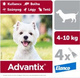 Elanco Advantix spot on - rácsepegtető oldat 4-10 kg közötti kutyáknak A.U.V. (4x 1,0 ml)