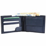 Excellanc uniszex pénztárca valódi bőrből, 9x12 cm, kék
