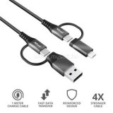 Extraerős négyfunkciós USB kábel (1 m) 23573, Keyla Extra-Strong 4-In-1 USB Cable 1m (TRUST_23573)