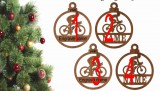 Fa karácsonyfadísz – kerékpáros (cyclist) motívummal