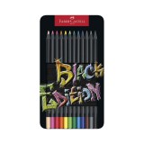 Faber-Castell: Black Edition színes ceruza 12db-os szett fém dobozban