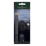 Faber-Castell: GRIP Sparkle 4 db-os fekete grafitceruza szett radírral és hegyezővel