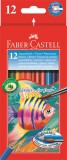 FABER-CASTELL hatszögletű 12 különböző színű aquarell színes ceruza készlet ecsettel