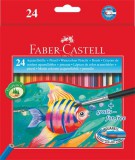 FABER-CASTELL hatszögletű 24 különböző színű aquarell színes ceruza készlet ecsettel