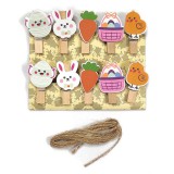 Fakopáncs Húsvéti dekorációs csipesz (10 db-os, húsvéti elemek, rózsaszín kiskosárral)