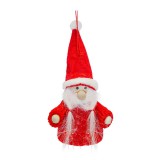 Fakopáncs Karácsonyfadísz (manó, kötött piros ruhában, copfos szakállal)