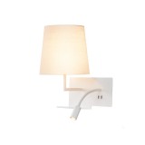 Fali lámpa, olvasókar, polc, 2xUSB csatlakozó, bal, fehér, 3000K melegfehér, 120 lm, 110°, SLV Somnila Flex 1003459