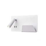 Fali lámpa, olvasókar, polc, 2xUSB csatlakozó, jobb, fehér, 3000K melegfehér, 770 lm, CRI 90, 110°, SLV Somnila Spot 1003458