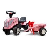 Falk: Baby Girly New Holland lábbal hajtós traktor, utánfutóval és kiegészítőkkel - rózsaszín