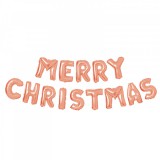 Family 3D Karácsonyi "Merry Christmas" lufi - rozéarany (58081C)
