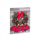 Family Christmas 58468 LED-es fali kép - koszorú - 4 melegfehér LED - 40 x 30 cm