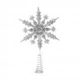 Family Christmas 58678B Karácsonyi dísz - hópehely csúcsdísz - 21,5 x 14,5 cm - ezüst