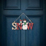 FAMILY CHRISTMAS Karácsonyi dekor fából &#8211; hóember &#8211; akasztóval &#8211; 17 cm