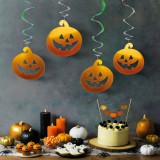 Family Halloween-i dekoráció szett - 12 db tök - csillogó spirál akasztó