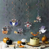 Family Halloween-i dekoráció szett - 6 féle motívum - csillogó spriál akasztóval
