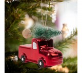 Family Karácsonyfa dísz - kisautó fenyőfával - 10 x 4,5 x 8 cm