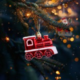 Family Karácsonyfadísz - fényes vonat - 8 x 6 x 3 cm