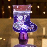 Family Karácsonyi asztali LED dekor - fényes talppal - csizma - lila - 15 cm 55997B