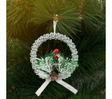 Family Karácsonyi dekoráció - akasztható - ezüst koszorú - 10 cm