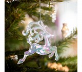 Family Karácsonyi dísz - irizáló, akril rénszarvas - 120 x 120 x 15 mm