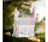Family Karácsonyi dísz - irizáló, akril templom - 75 x 100 x 60 mm