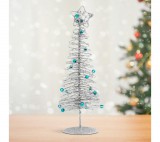 Family Karácsonyi, glitteres, fém karácsonyfa - 28 cm - ezüst