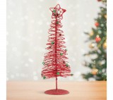 Family Karácsonyi, glitteres, fém karácsonyfa - 28 cm - piros