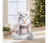 Family Karácsonyi hóember dekor - baglyos sapkában - 30 x 20 x 14 cm