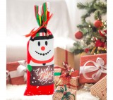 Family Karácsonyi italos üveg tartó szalaggal - hóember - poliészter - 32 x 12,5 cm