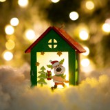 Family Karácsonyi LED dekor házikó - melegfehér - fa - 2 féle - 7,5 x 9,5 x 5,5 cm - 12 db / display